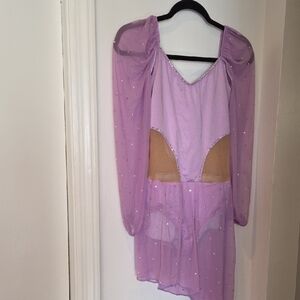 Chic Lavender Sheer Dress with Embellishments
